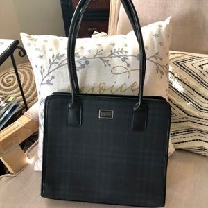 BURBERRY Black Plaid Tote Handbag Purse